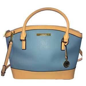 Anne Klein Elegant Blue and Tan Shoulder Tote Bag